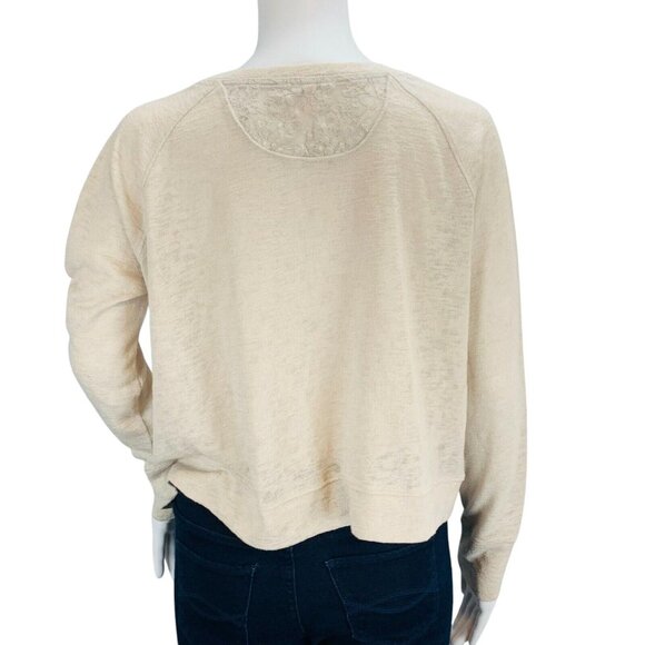 Victoria's Secret Womens Chambray Lace Crop Sweater Pullover Oatmeal Size S - Picture 8 of 12